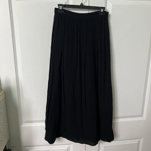 Y2K Dynamite Black Maxi Skirt Womens S Crinkle Rayon Whimsigoth Long Modest - Picture 1 of 7